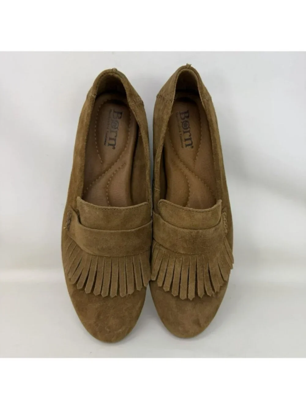 Born Mcgee Suede Leather Kiltie Fringe Flats Shoes Brown Women’s Size 7